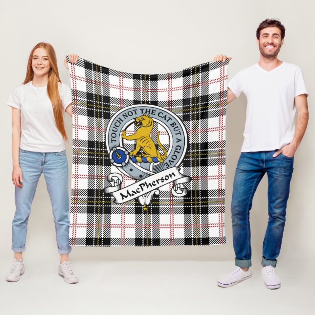 MacPherson Clan Badge Tartan Plaid Fleece Blanket (In Situ)