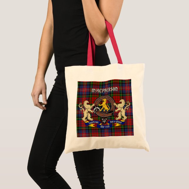 Macpherson Clan Badge & Tartan Tote Bag (Front (Product))