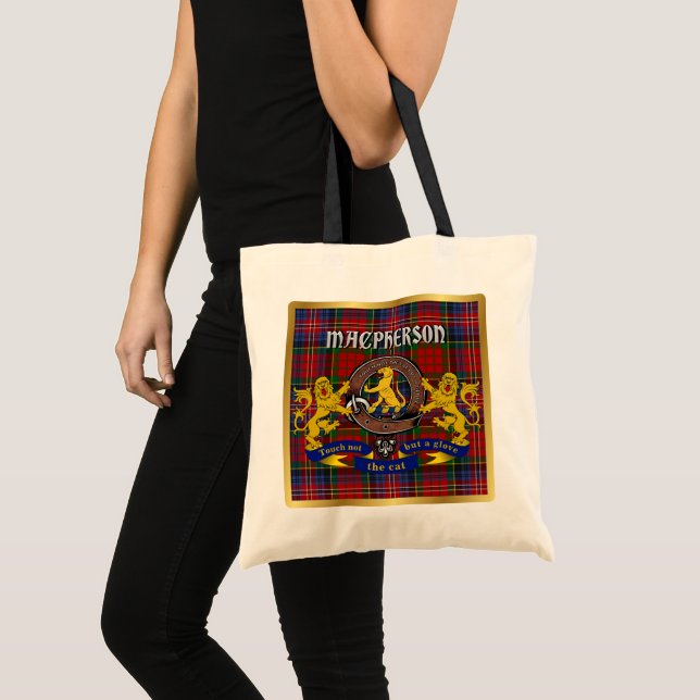 Macpherson Clan Badge & Tartan Tote Bag (Front (Product))