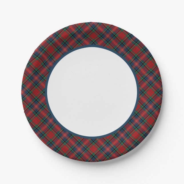 MacPherson Clan Tartan Border Paper Plate (Front)
