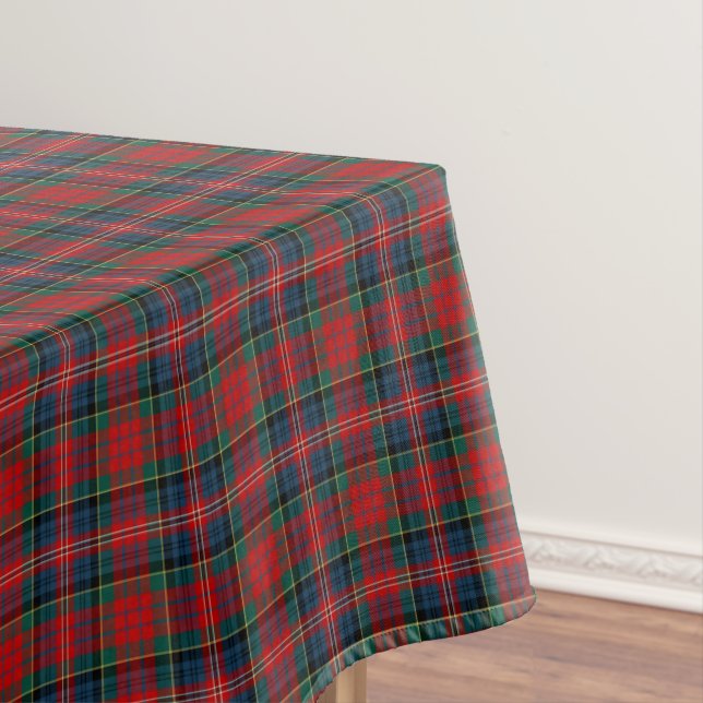 MacPherson Clan Tartan Red, Blue and Green Plaid Tablecloth (In Situ)