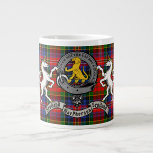 MacPherson/McPherson Badge w/Tartan Personalized Large Coffee Mug