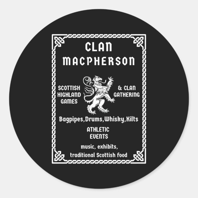 Macpherson Scottish Clan Descendant Classic Round Sticker (Front)