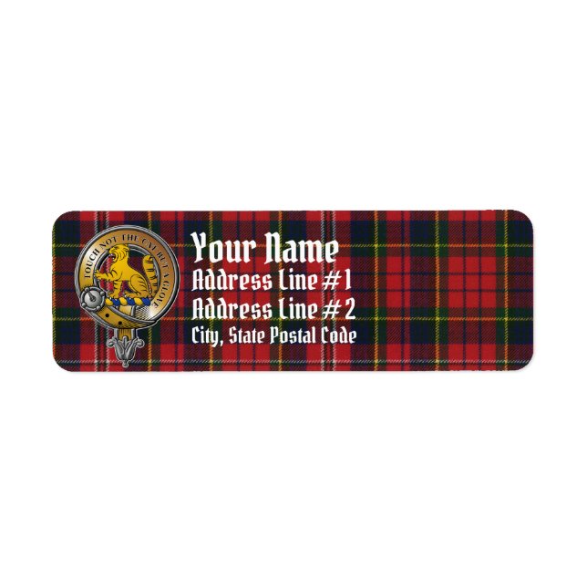 MacPherson Tartan & Badge Return Address Label (Front)