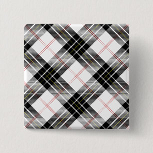 MacPherson tartan black white plaid 15 Cm Square Badge