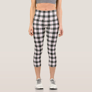 MacPherson tartan black white plaid Capri Leggings