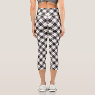 MacPherson tartan black white plaid Capri Leggings