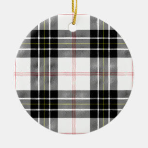 MacPherson tartan black white plaid Ceramic Tree Decoration