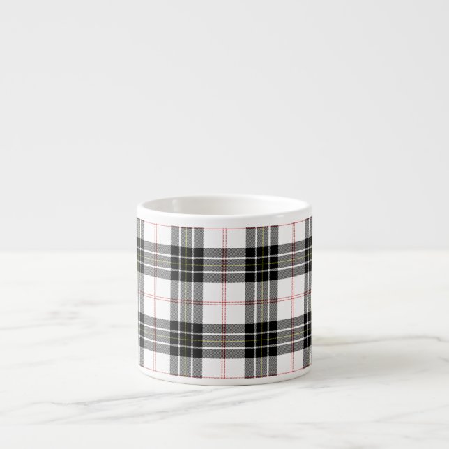 MacPherson tartan black white plaid Espresso Cup (Front)
