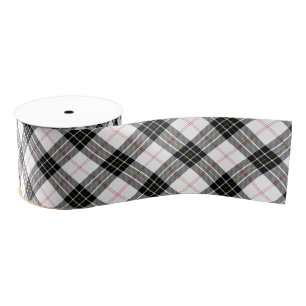 MacPherson tartan black white plaid Grosgrain Ribbon