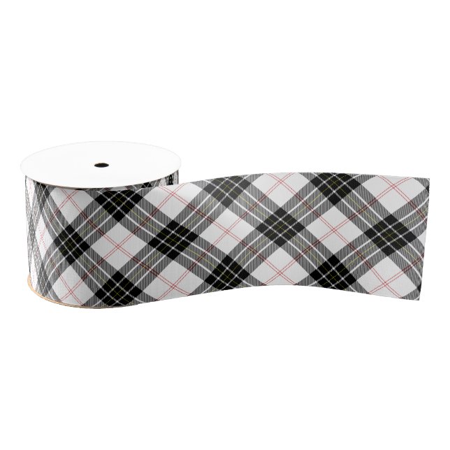 MacPherson tartan black white plaid Grosgrain Ribbon (Spool)