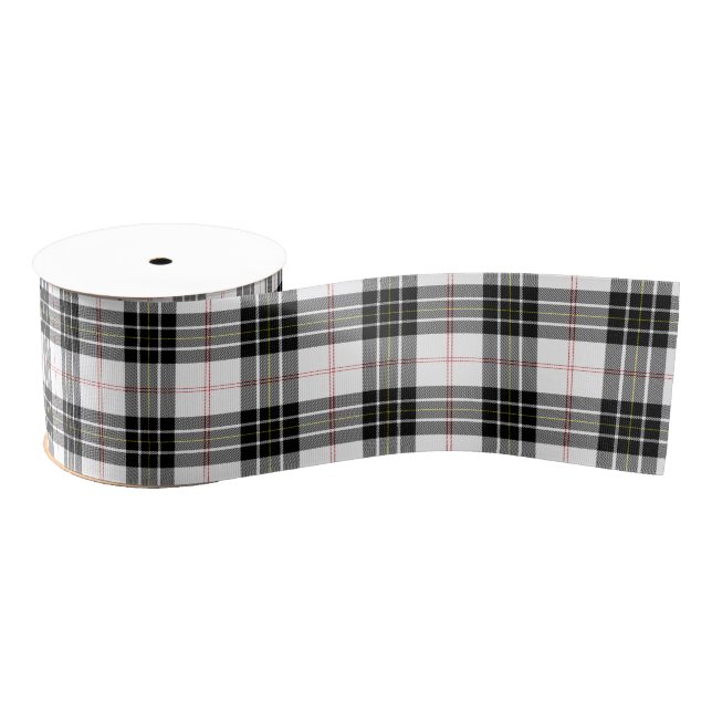 MacPherson tartan black white plaid Grosgrain Ribbon (Spool)