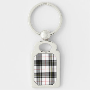 MacPherson tartan black white plaid Key Ring