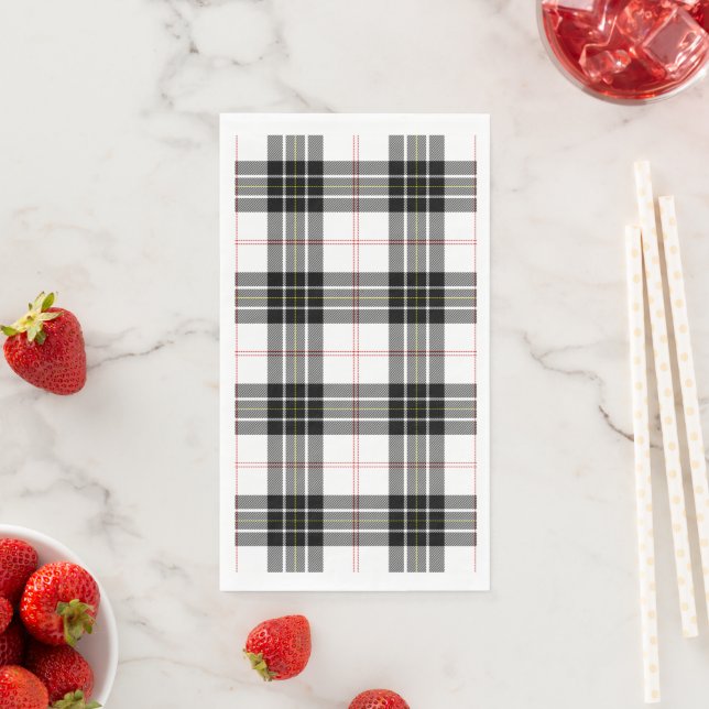 MacPherson tartan black white plaid Napkin (Insitu)