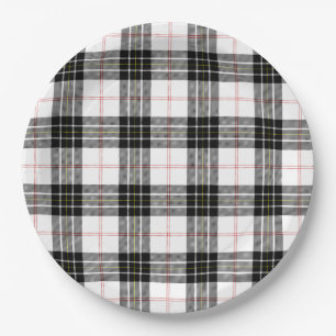 MacPherson tartan black white plaid Paper Plate