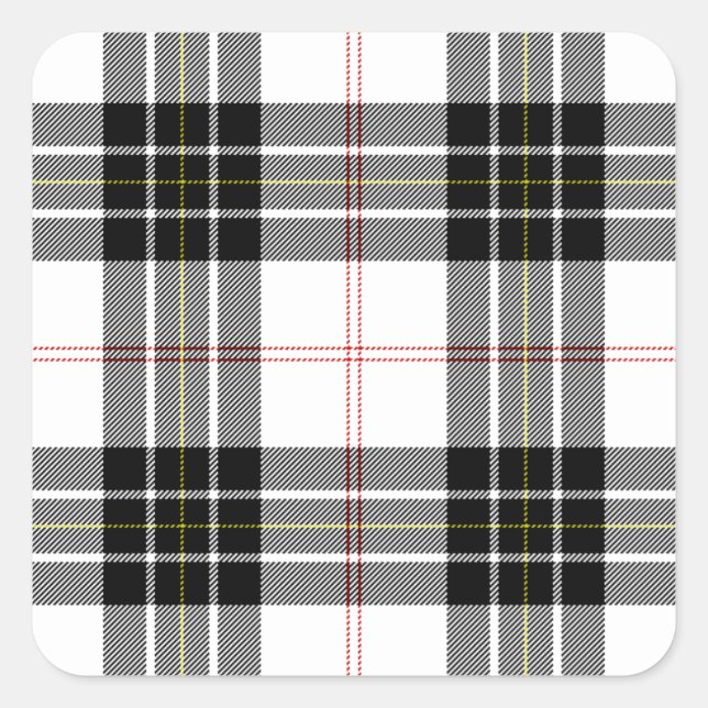 MacPherson tartan black white plaid Square Sticker (Front)