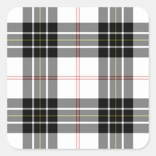 MacPherson tartan black white plaid Square Sticker