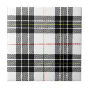 MacPherson tartan black white plaid Tile