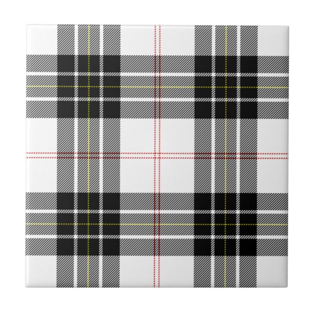 MacPherson tartan black white plaid Tile (Front)