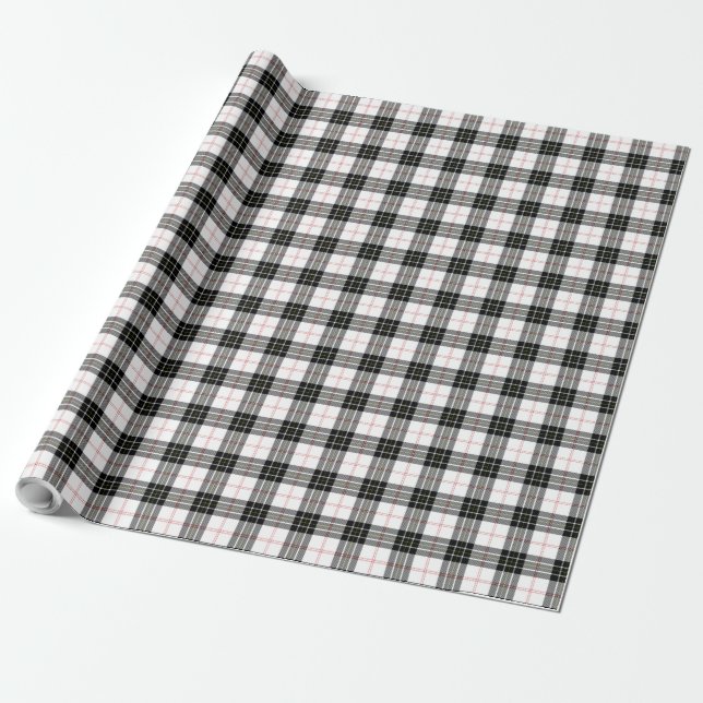 MacPherson tartan black white plaid Wrapping Paper (Unrolled)