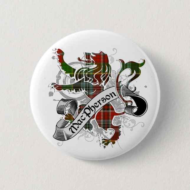 MacPherson Tartan Lion 6 Cm Round Badge (Front)