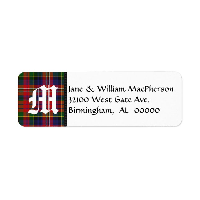 MacPherson Tartan Plaid Monogram Address Labels (Front)