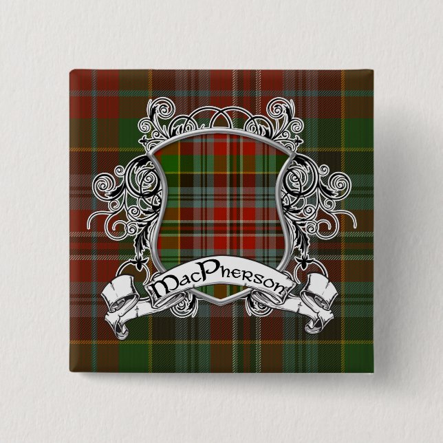 MacPherson Tartan Shield 15 Cm Square Badge (Front)