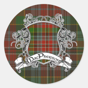MacPherson Tartan Shield Classic Round Sticker