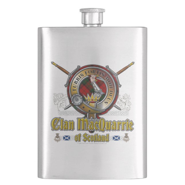 MacQuarrie Clan Badge Hip Flask (Front)