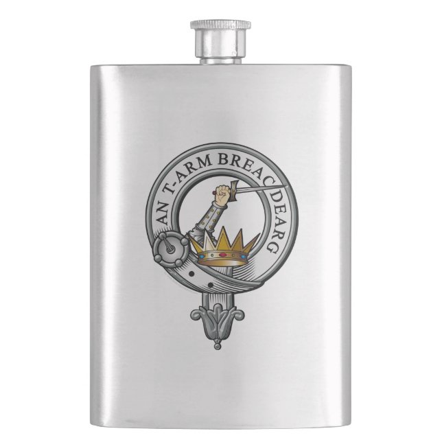 MacQuarrie Crest Badge Hip Flask (Front)