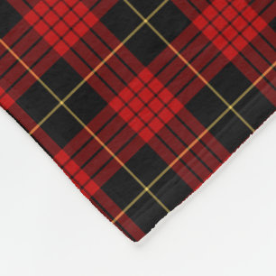 MacQueen Clan Red and Black Tartan Fleece Blanket