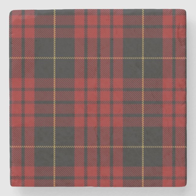 MacQueen Clan Tartan Plaid Stone Coaster (Front)