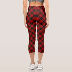 MacQueen Tartan Red and Black Plaid Capri Leggings