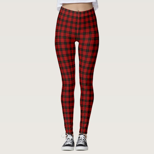 MacQueen Tartan Red and Black Plaid Leggings (Front)