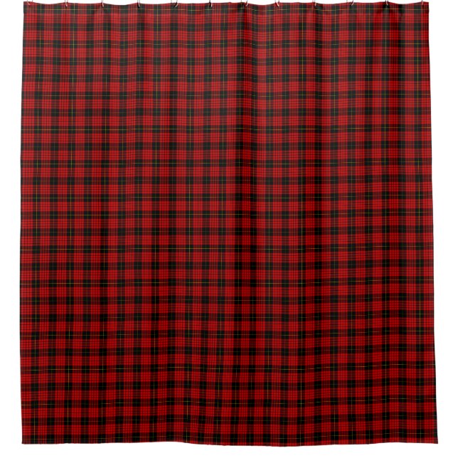 MacQueen Tartan Red and Black Plaid Shower Curtain (Front)
