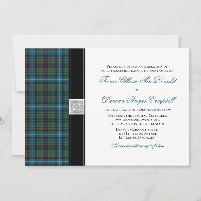 MacRae Ancient Hunting Tartan Wedding Invitation (Front)