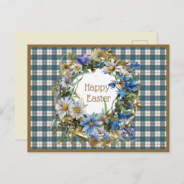 MacRae Conchra Scottish Tartan Easter Floral Holiday Postcard (Front/Back)
