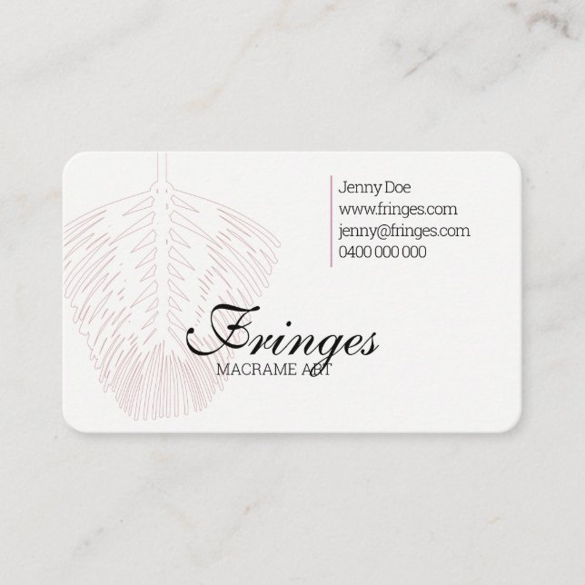 Macrame Business Card with Macrame Feather (Front)