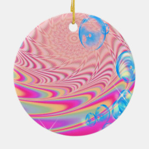 MACRAME'- Colourful Abstract Image of Fractal Art  Ceramic Ornament