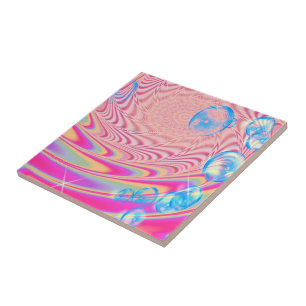 MACRAME'- Colourful Abstract Image of Fractal Art  Ceramic Tile