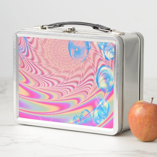 MACRAME'- Colourful Abstract Image of Fractal Art  Metal Lunch Box (In Situ)