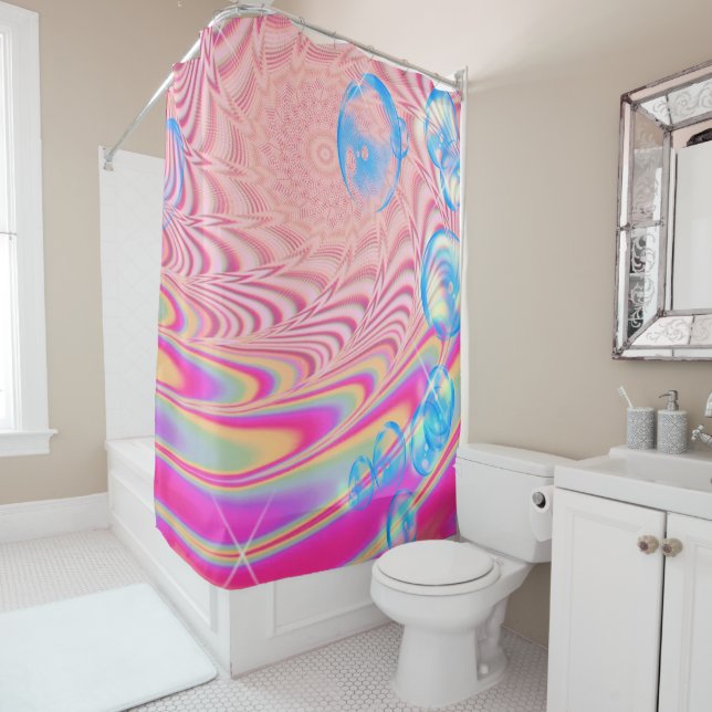 MACRAME'- Colourful Abstract Image of Fractal Art  Shower Curtain (In Situ)
