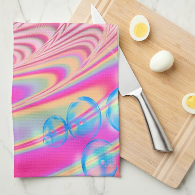 MACRAME'- Colourful Abstract Image of Fractal Art  Tea Towel (Quarter Fold)