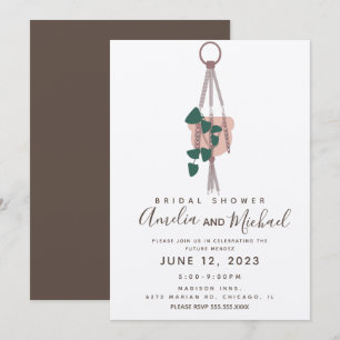 Macrame Plant Hanger Planter Pots Bridal Shower Invitation
