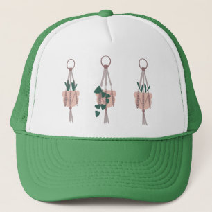 Macrame Plant Hanger Planter Pots Illustration Trucker Hat