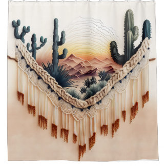 Macrame Style Print Shower Curtain