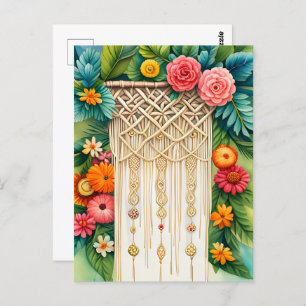Macrame with flowers, Postcrossing Postcard