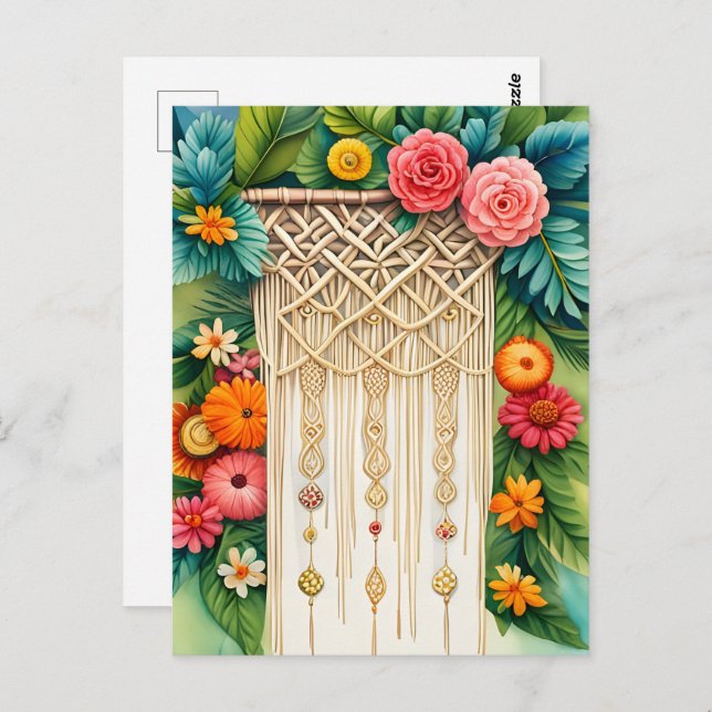 Macrame with flowers, Postcrossing Postcard (Front/Back)