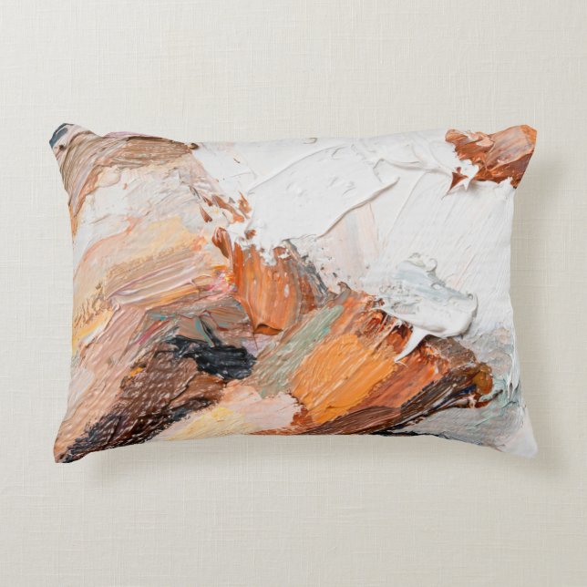 Macro. Abstract art. Expressive embossed pasty oil Decorative Cushion (Front)