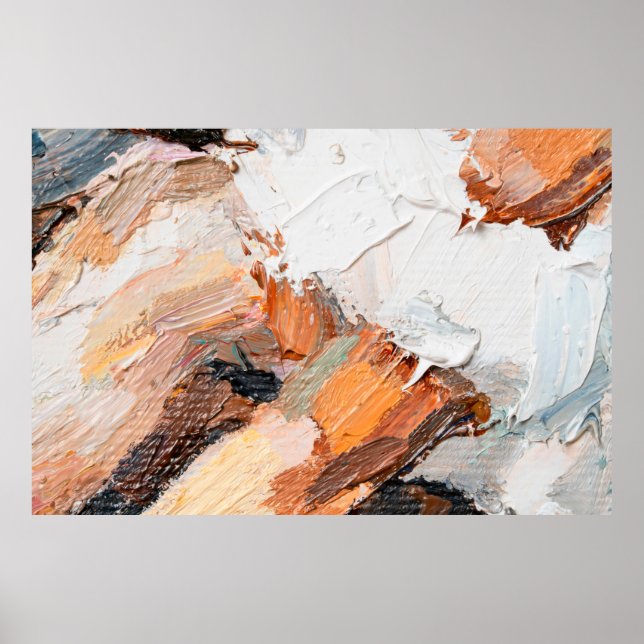 Macro. Abstract art. Expressive embossed pasty oil Poster (Front)